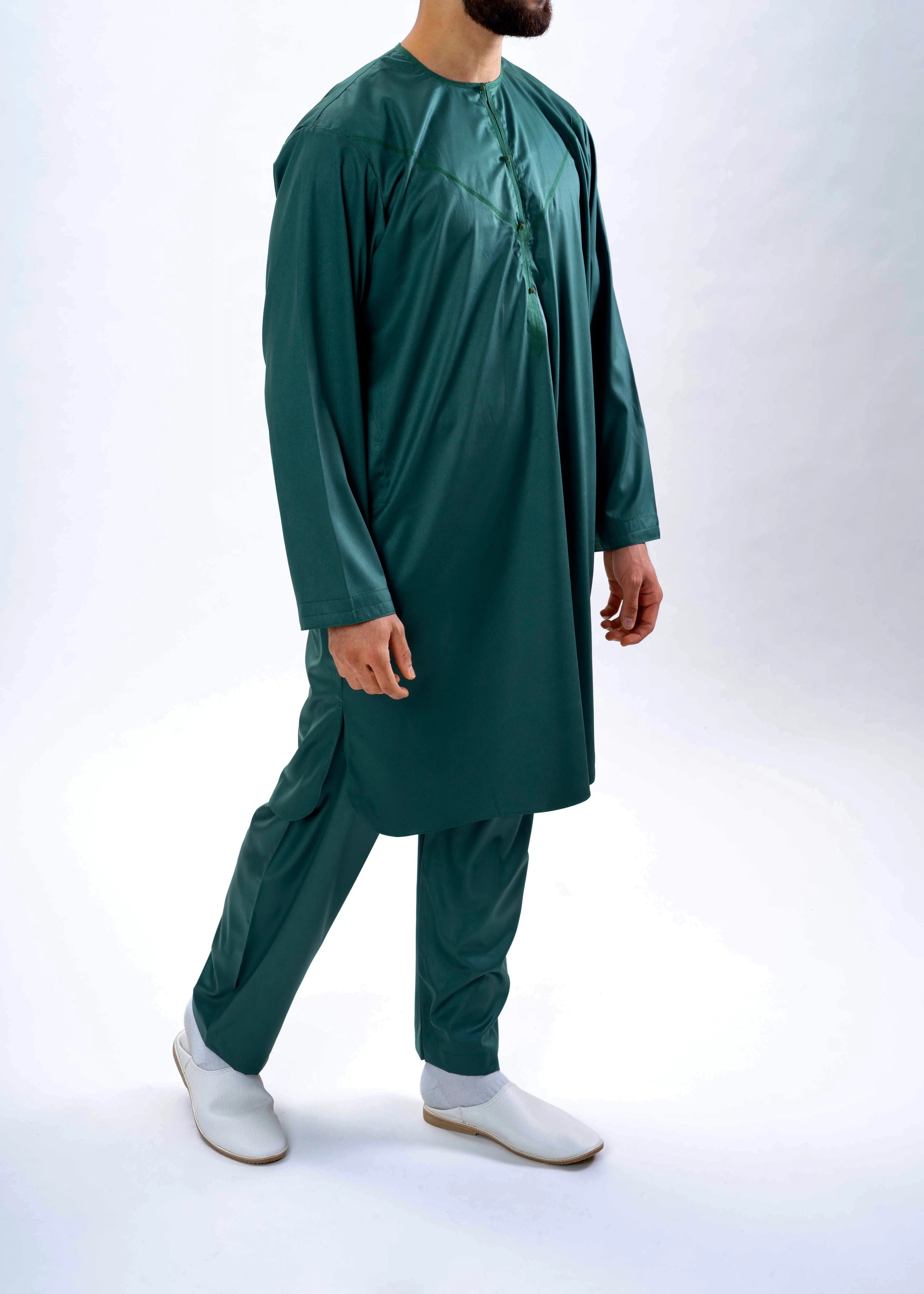 Qamis Vert Bouteille - Pakistanais - Emqamis
