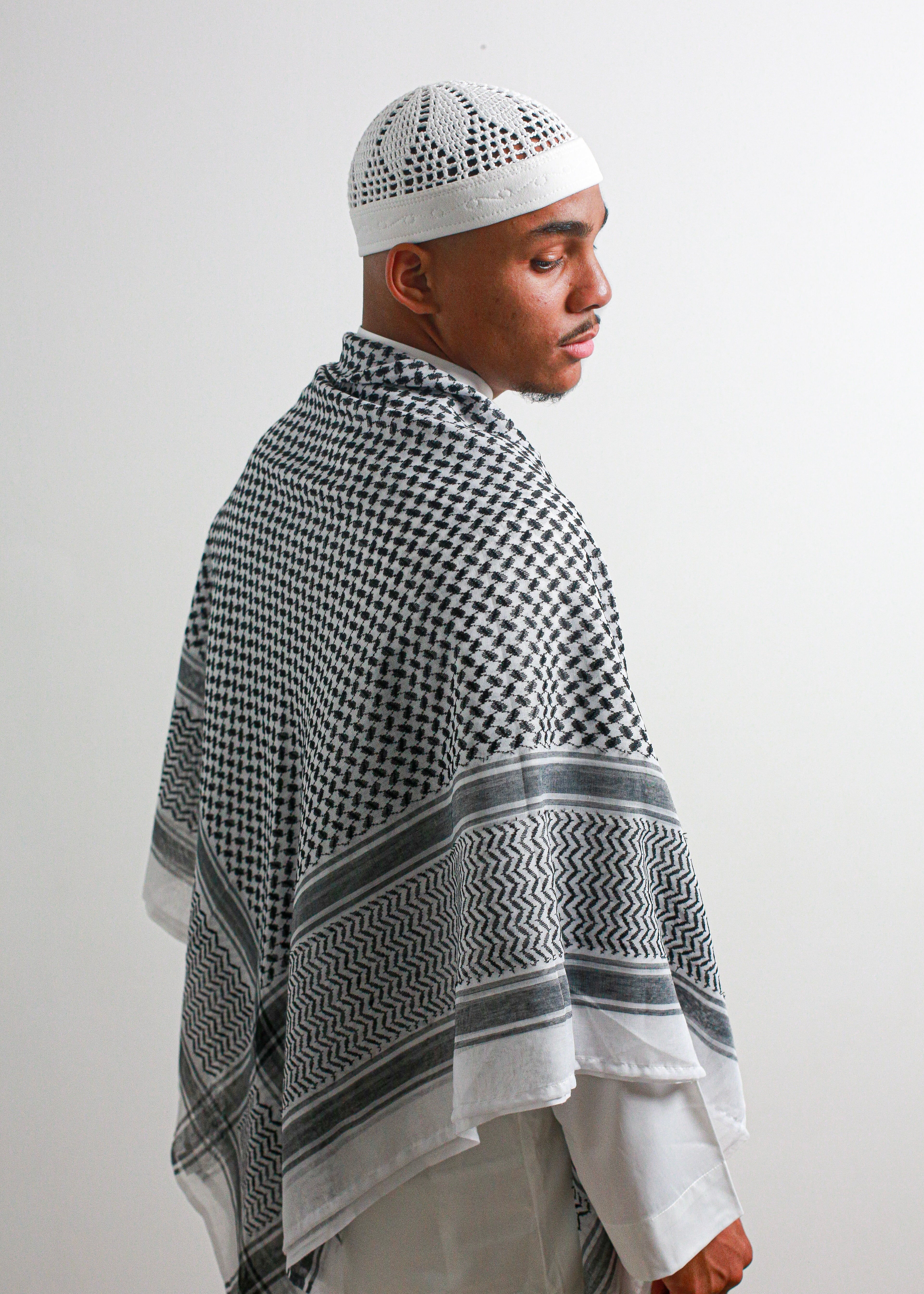 Shemagh de Palestine | Noir et Blanc - Emqamis